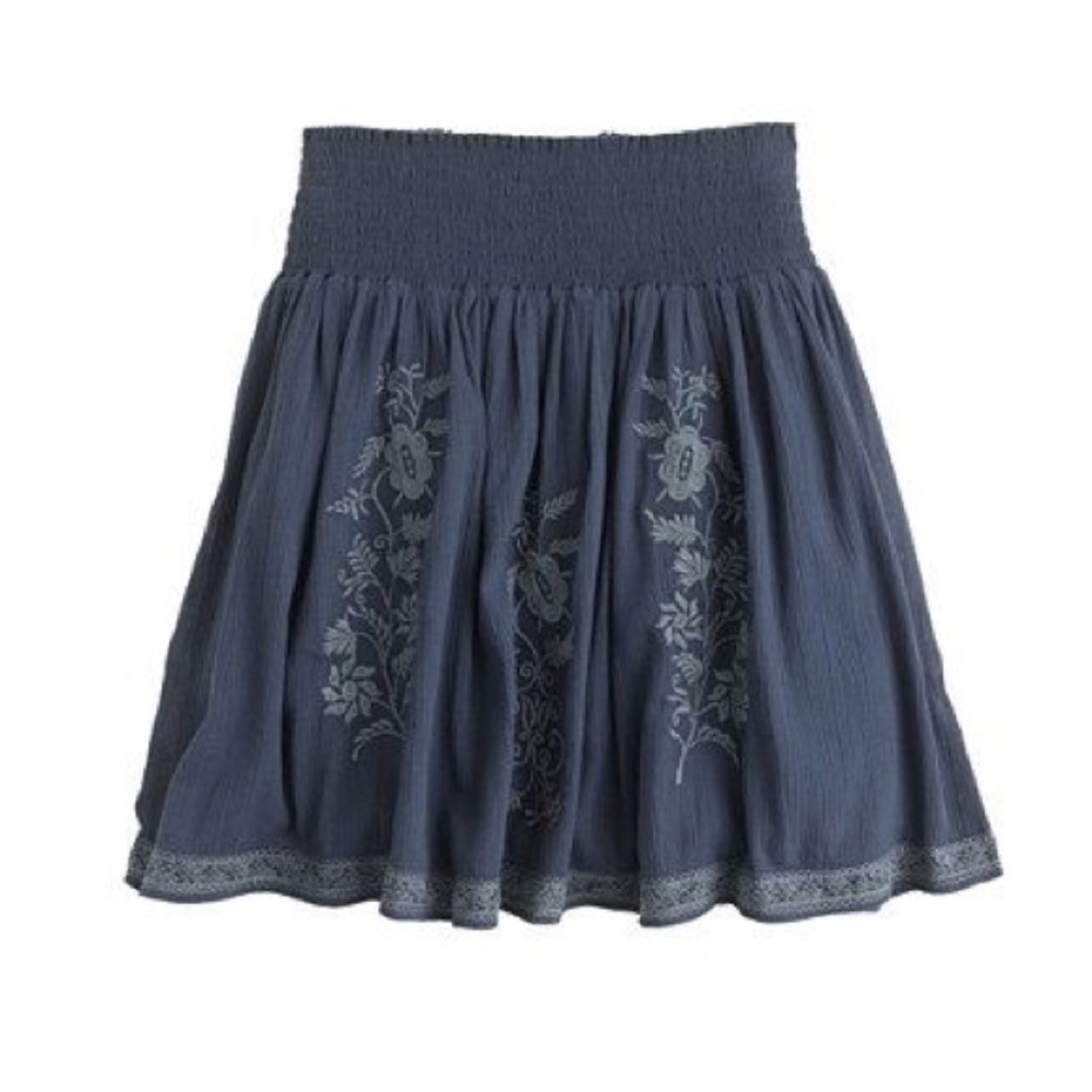 J Crew Embroidered Gauze Skirt